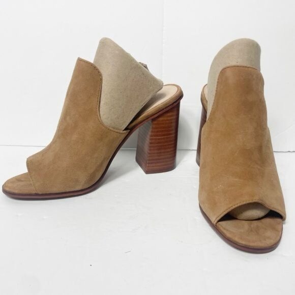 Aldo Legossa Brown Suede Leather Open Toe Mule Heels EU 38.5 US 8 Size - Picture 2 of 9